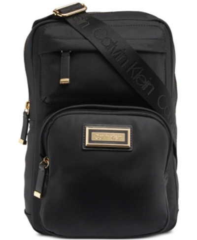 Shop Calvin Klein Belfast Sling Backpack In Black/gold