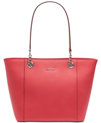 Calvin Klein Hayden Saffiano Leather Large Tote - Macy's
