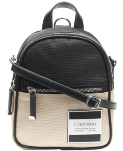 Shop Calvin Klein Kelly Backpack In Black/light Sand/silver