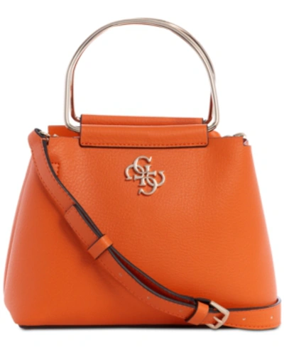 Shop Guess Kim Mini Top-handle Crossbody In Mango/gold