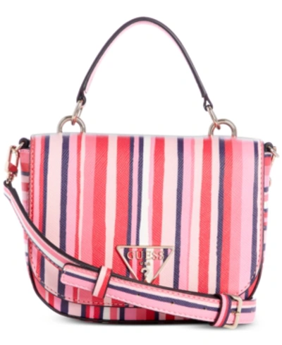 Shop Guess Carys Striped Mini Crossbody In Multi Stripe/gold