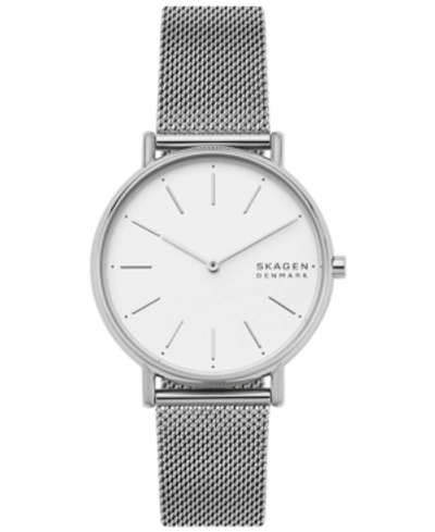 Shop Skagen Women's Signatur Stainless Steel Mesh Bracelet Watch 38mm In Silver