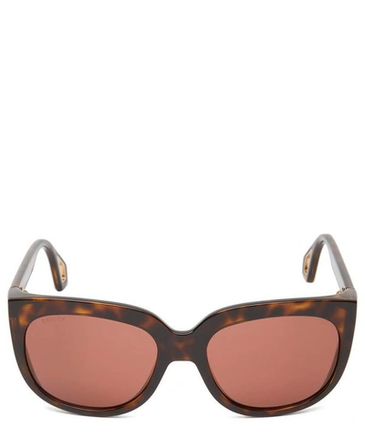 Shop Gucci Oversized Square-frame Sunglasses With Blinkers In Brown