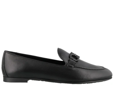 Shop Ferragamo Gancini Loafers In Black