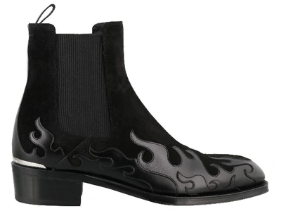 Shop Alexander Mcqueen Flame Ankle Boots In Black