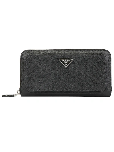 Shop Prada Saffiano Wallet In Nero