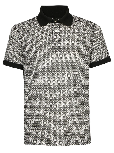 Shop Ferragamo Polo Shirt In Off White/black