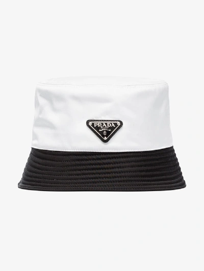 Shop Prada White And Black Two Tone Bucket Hat