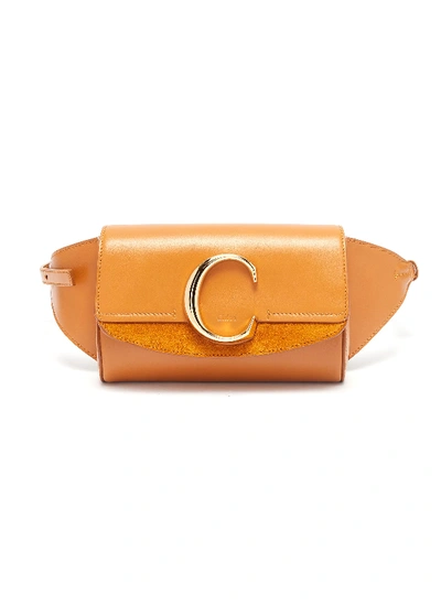 Chloé ' C' Suede Panel Leather Bum Bag In Autumnal Brown | ModeSens