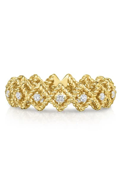 Shop Roberto Coin Roman Barocco Diamond Band Ring In Yellow Gold