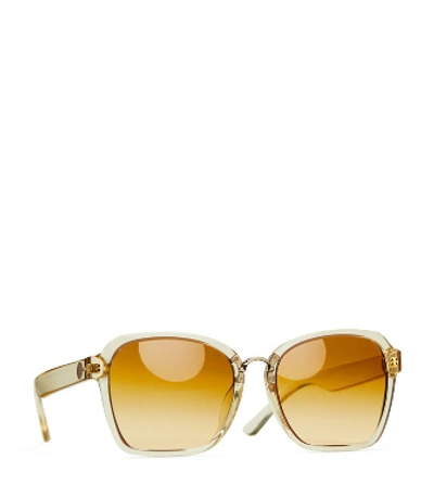 Shop Tory Burch Square Painted-rim Sunglasses In Honey