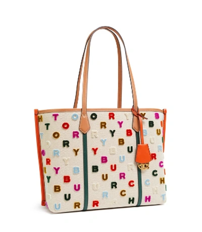 Shop Tory Burch Perry Fil Coup © Triple-compartment Tote In Natural / Multi Color