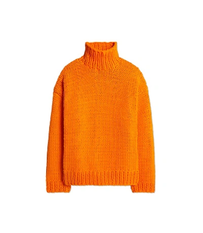 Shop Tory Sport Hand-knit Sweater In Vibrant Orange