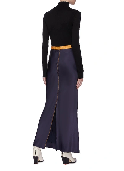 Shop Helmut Lang Convertible Contrast Waist Satin Maxi Skirt