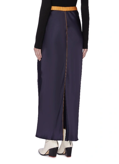 Shop Helmut Lang Convertible Contrast Waist Satin Maxi Skirt