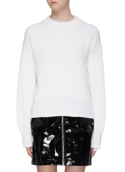 Shop Helmut Lang Wool-cotton Chunky Knit Sweater In White