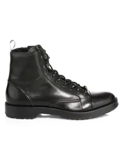 Hugo Boss Montreal Leather Combat Boots In Black | ModeSens
