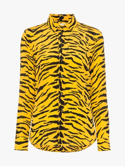 Shop Saint Laurent Zebra Print Shirt In Yellow