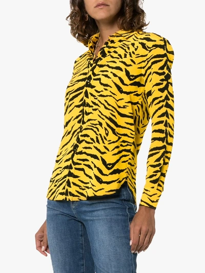 Shop Saint Laurent Zebra Print Shirt In Yellow