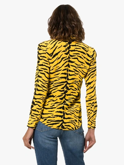 Shop Saint Laurent Zebra Print Shirt In Yellow