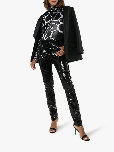 Shop Versace Crackle Print Bodysuit In Black