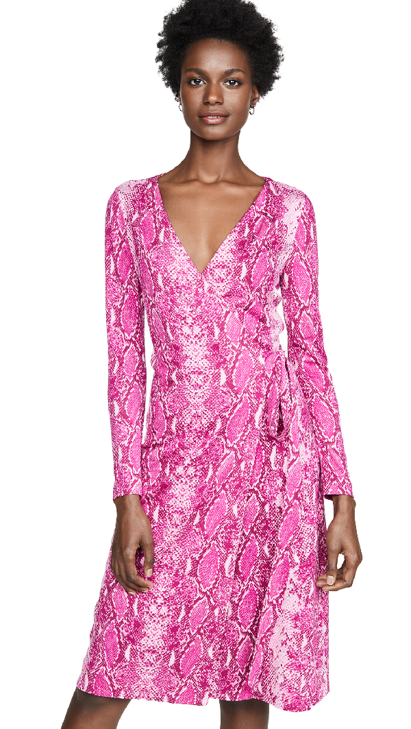 pink snakeskin wrap dress