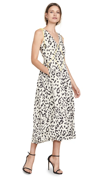 Shop Self-portrait Sleevless Leopard Printed Dress In Cream/black