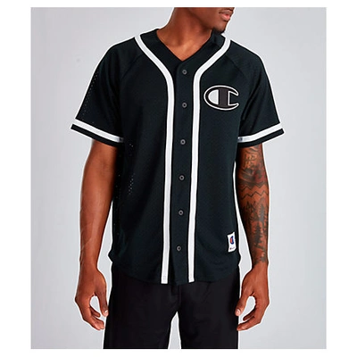 Shop Champion Men's Mesh Baseball Jersey T-shirt, Black - Size Xlrg