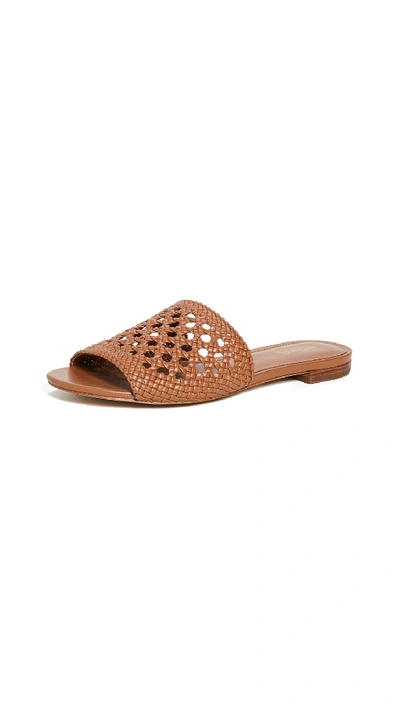 Shop Michael Michael Kors Augustine Woven Slides In Acorn