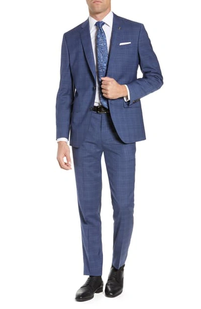 Shop Ted Baker Jay Trim Fit Windowpane Wool Suit In Blue