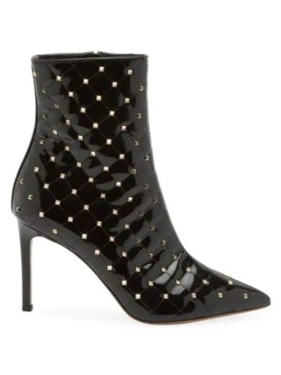 Shop Valentino Garavani Rockstud Spike Patent Leather Ankle Boots In Black