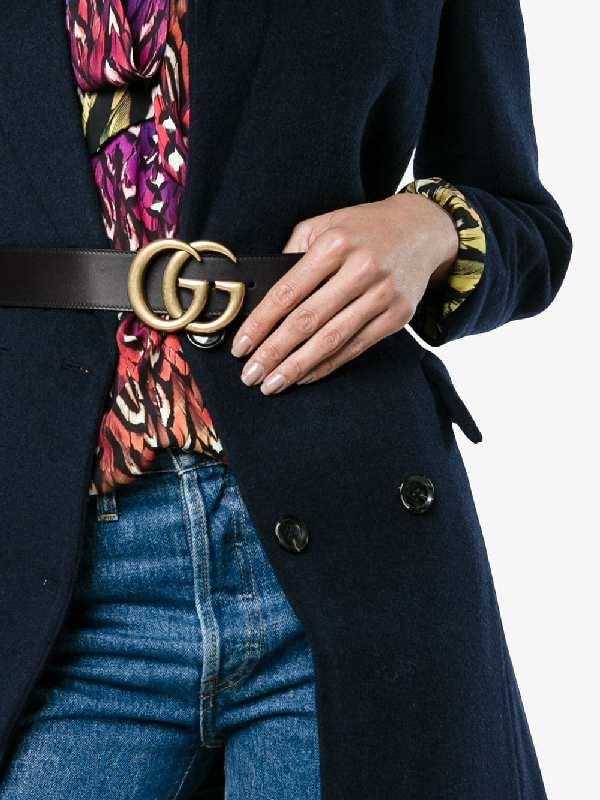 Gucci 20mm Gg Marmont Shiny Leather Belt In Black | ModeSens