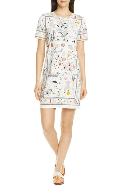 Tory Burch Printed Crewneck Short-sleeve T-shirt Dress In Poetry Of Things  | ModeSens