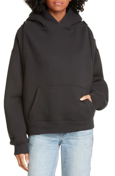 Shop Alexander Wang T Wash & Go Dense Fleece Hoodie In Black