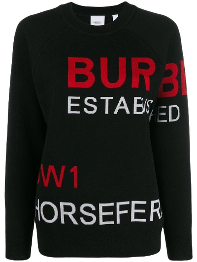 Shop Burberry Horseferry Intarsia Sweater - Black