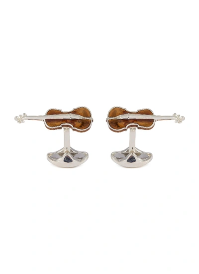 搪瓷小提琴造型纯银袖扣