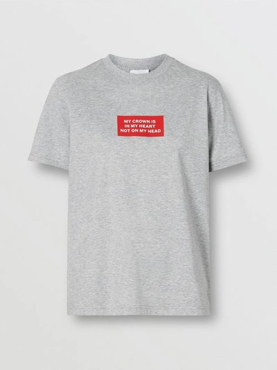 Shop Burberry Montage Print Cotton T-shirt In Pale Grey Melange
