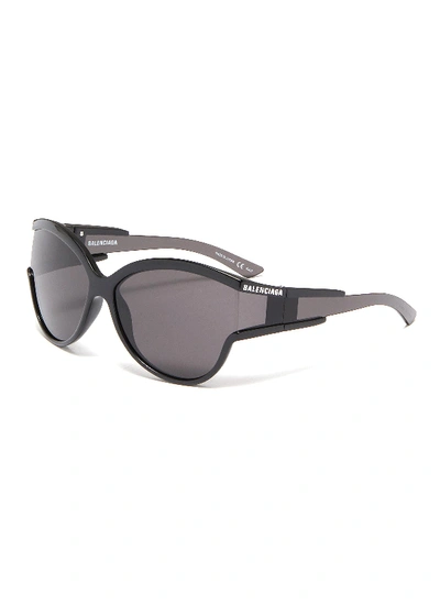 Shop Balenciaga 'unlimited' Acetate Cat Eye Sunglasses In Black / Grey