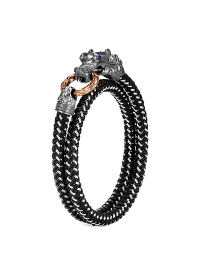 Shop John Hardy 'legends Naga' Sapphire Rhodium Silver Double Wrap Bracelet
