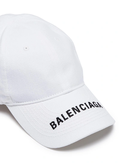 Shop Balenciaga 'everyday' Logo Embroidered Visor Baseball Cap In White