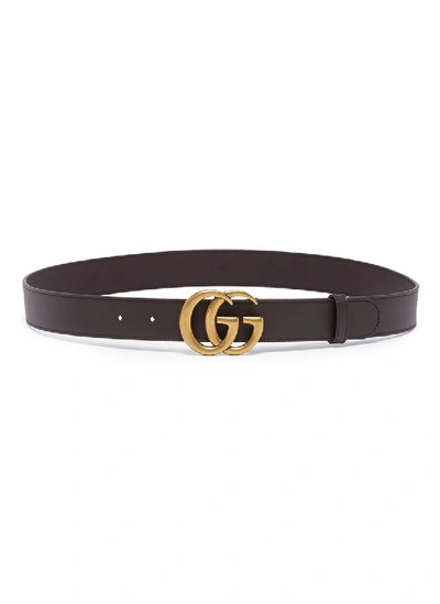 Shop Gucci Gg Logo Buckled Leather Belt In Brown