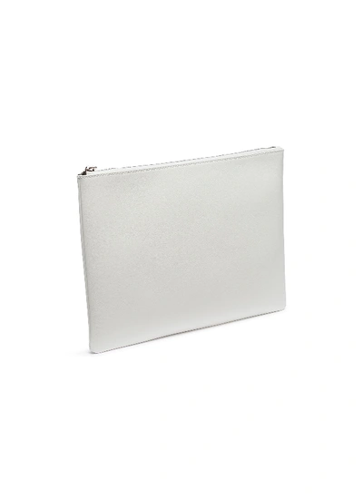 Shop Balenciaga 'everyday' Logo Print Leather Zip Pouch In White