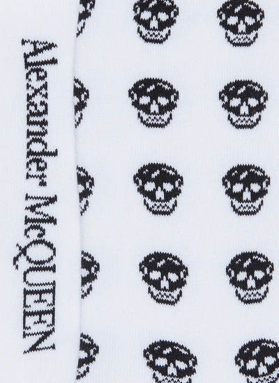 Shop Alexander Mcqueen Skull Print Socks In White / Black