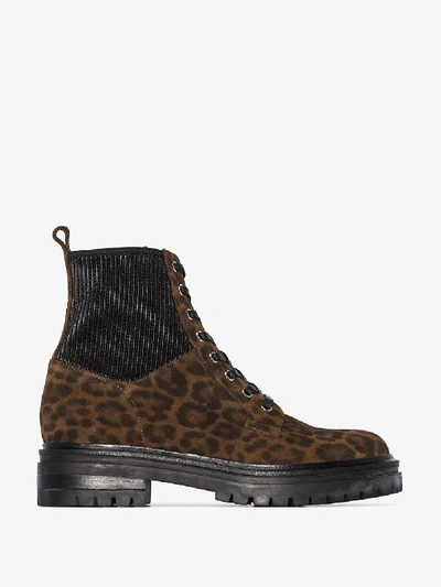 Shop Gianvito Rossi Leopard Print Ankle Boots In Brown