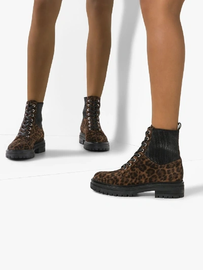 Shop Gianvito Rossi Leopard Print Ankle Boots In Brown