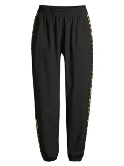 Shop Terez Leopard Goals Track Pants In Black