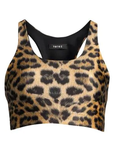 Shop Terez Reversible Leopard-print Sports Bra In Black