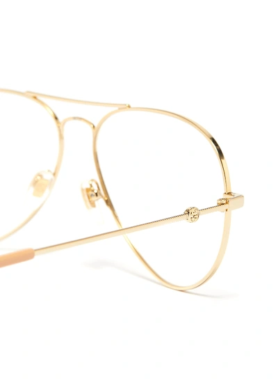Shop Gucci Metal Aviator Optical Glasses In Metallic