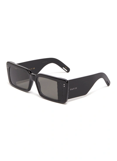 Shop Gucci Acetate Rectangular Frame Sunglasses In Black