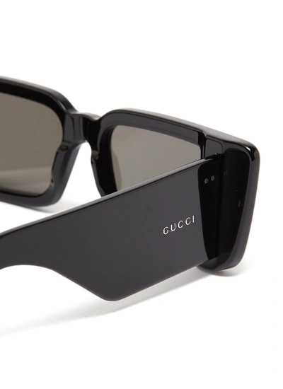 Shop Gucci Acetate Rectangular Frame Sunglasses In Black